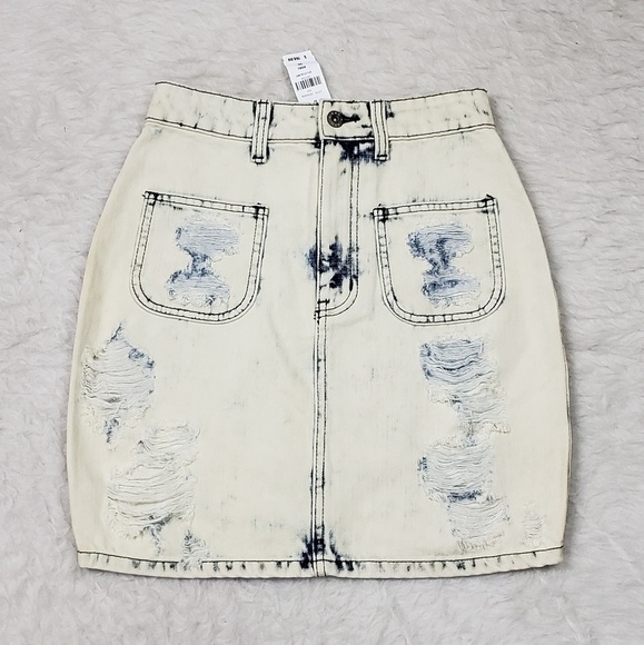 LF Carmar Acid Wash Denim Skirt - Picture 1 of 6